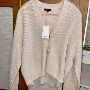 Quince Cream Open-Front Knit Cardigan NWT